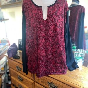 Elegant Red and Black Women's Top